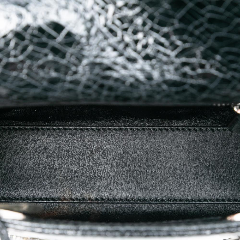 Christian Dior B Dior Black Goatskin Leather Mini Deerskin Ceramic Effect Jeweled Swan Lady Dior Italy