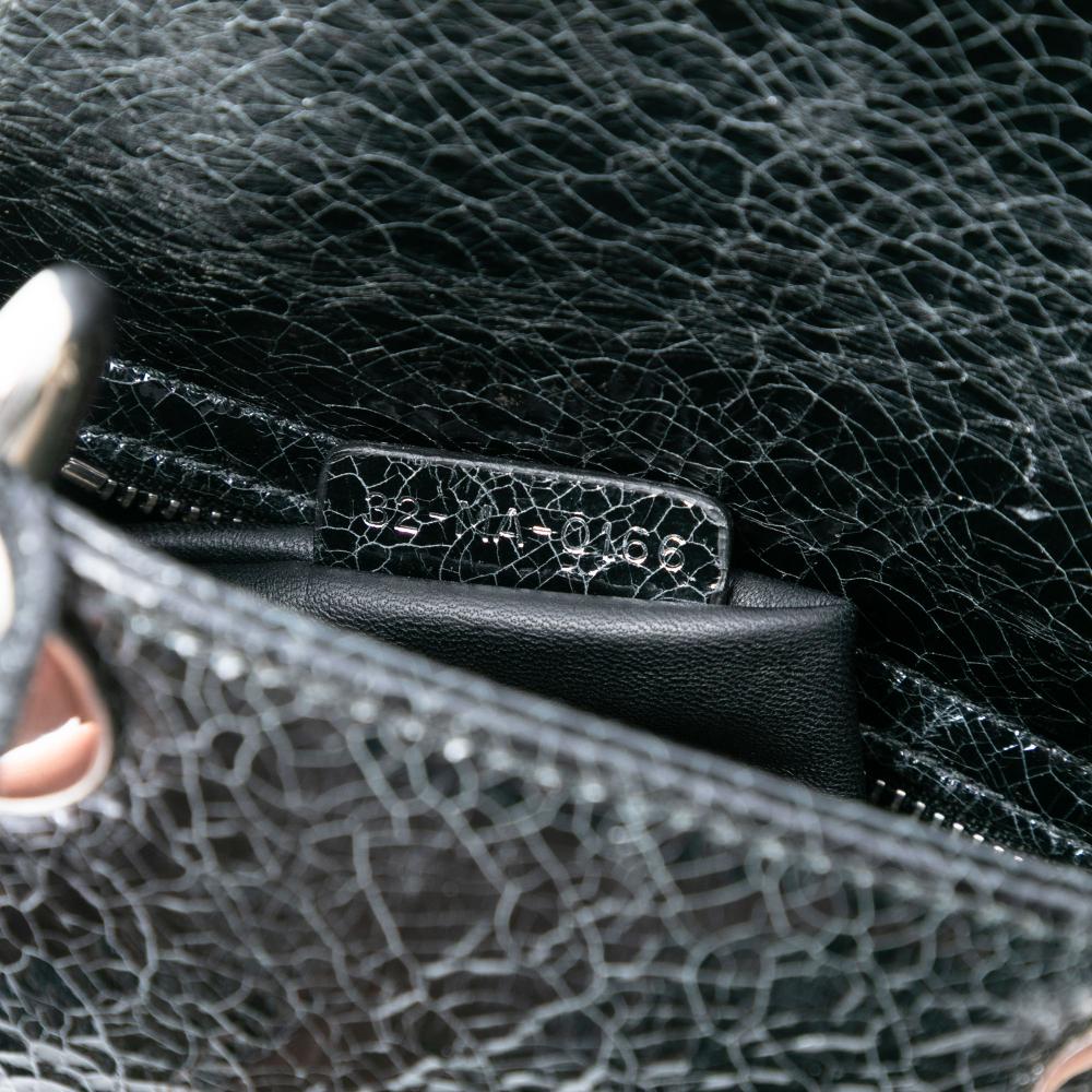 Christian Dior B Dior Black Goatskin Leather Mini Deerskin Ceramic Effect Jeweled Swan Lady Dior Italy