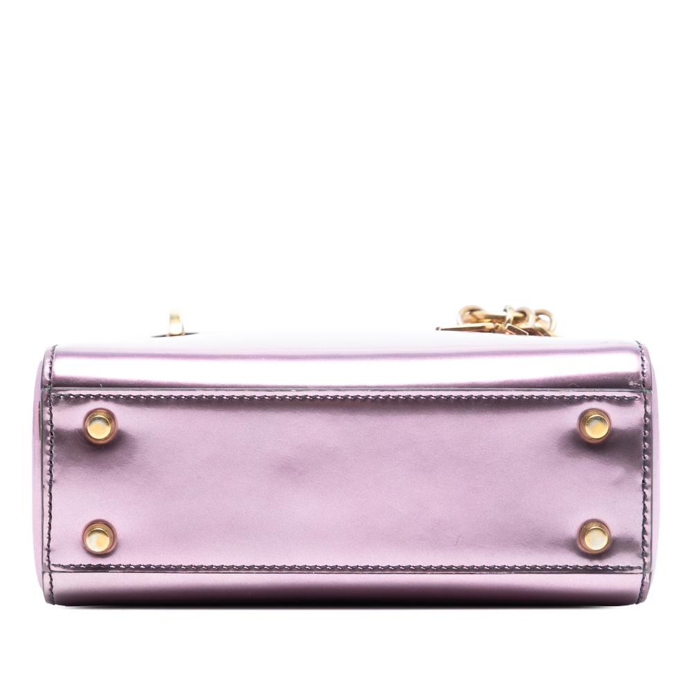 Christian Dior B Dior Pink Patent Leather Leather Mini Metallic Patent Lady Dior Italy