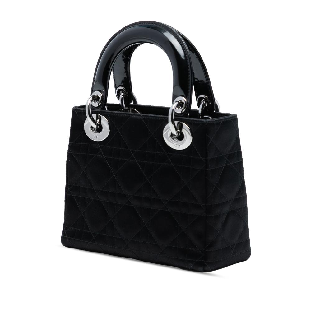 Christian Dior AB Dior Black Satin Fabric Mini Cannage Lady Dior Italy