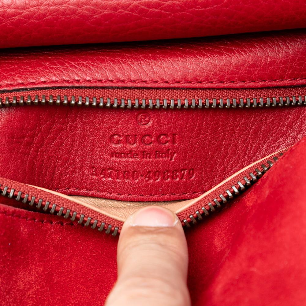 Gucci B Gucci Red Suede Leather Small Bamboo Nouveau Fringe Crossbody Italy