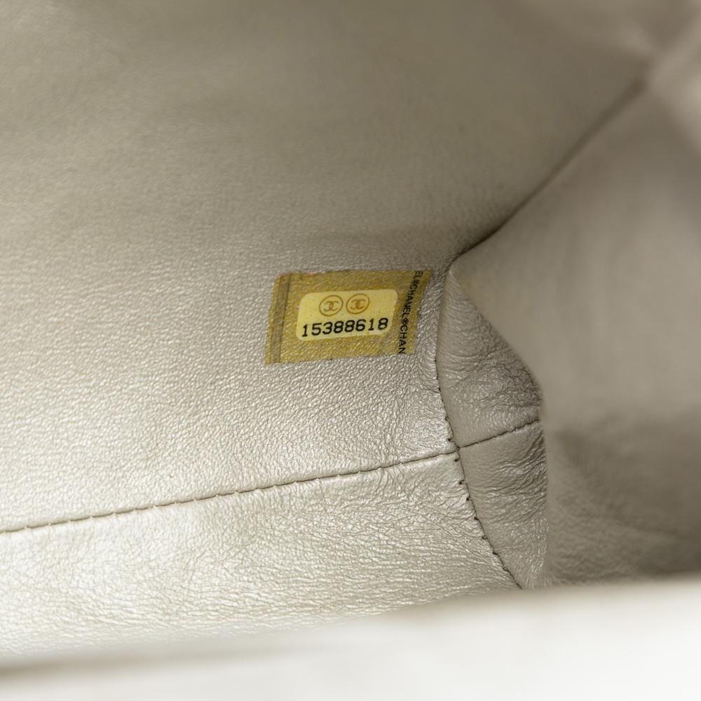 Chanel B Chanel Gold Light Gold Calf Leather CC Quilted Metallic Lambskin Flap Clutch on Chain France