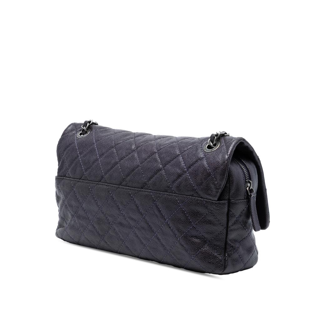 Chanel AB Chanel Purple Plum Caviar Leather Leather Jumbo Quilted Iridescent Caviar Easy Flap Italy