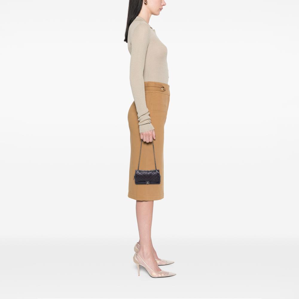 Chanel AB Chanel Purple Plum Caviar Leather Leather Jumbo Quilted Iridescent Caviar Easy Flap Italy