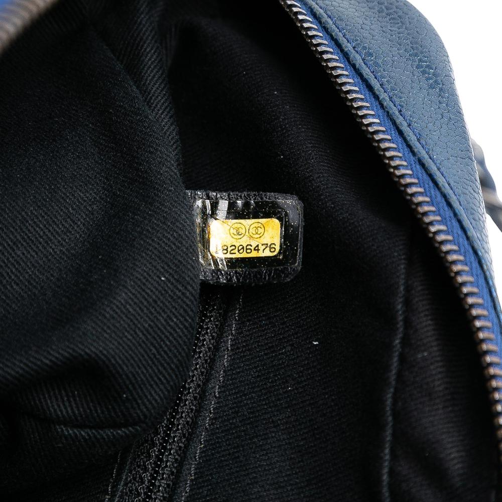 Chanel B Chanel Blue Dark Blue Caviar Leather Leather Jumbo Quilted Iridescent Caviar Easy Flap Italy