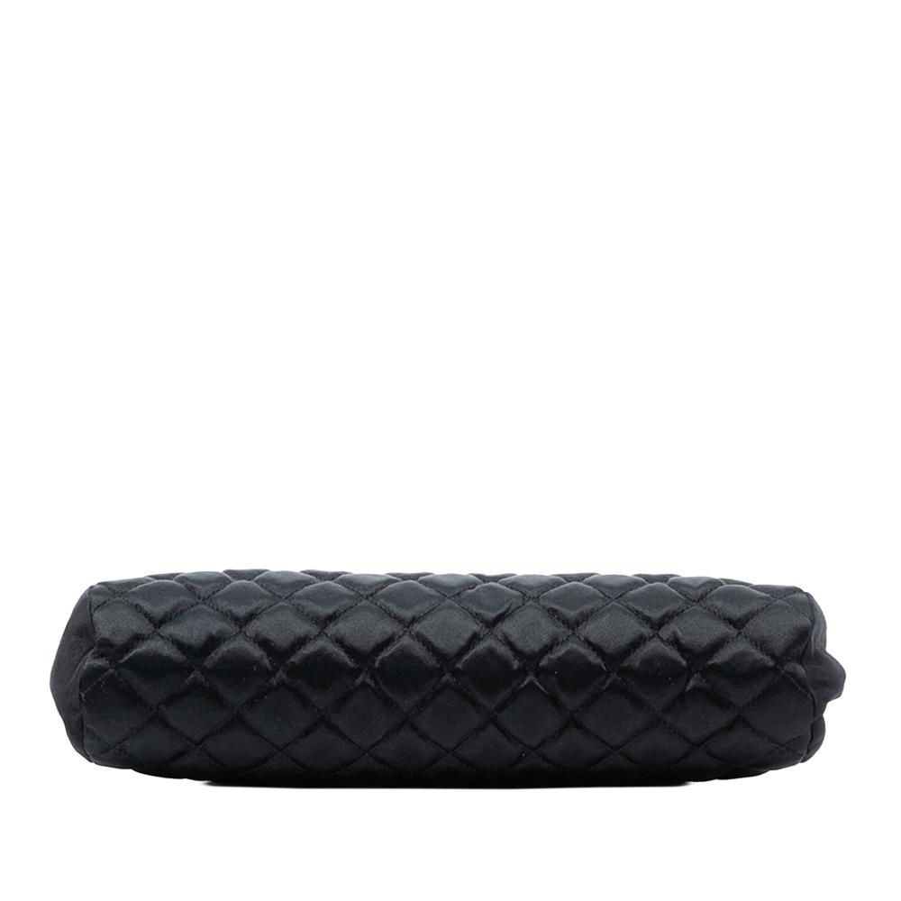 Chanel AB Chanel Black Satin Fabric Quilted Timeless Clutch France
