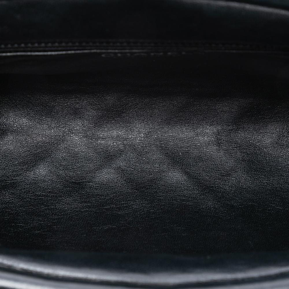 Chanel AB Chanel Black Satin Fabric Quilted Timeless Clutch France