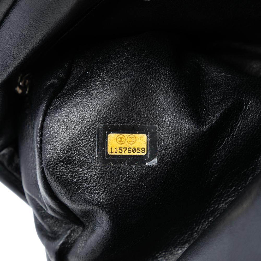 Chanel AB Chanel Black Satin Fabric Quilted Timeless Clutch France