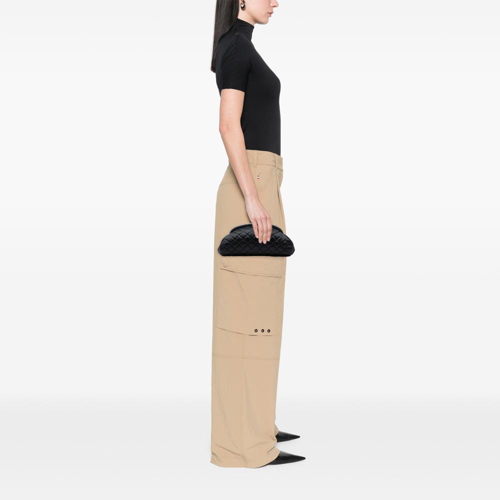 Chanel AB Chanel Black Satin Fabric Quilted Timeless Clutch France