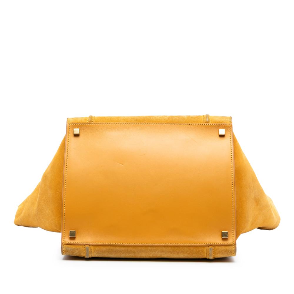 Celine B Celine Yellow Mustard Suede Leather Medium Phantom Luggage Tote Italy
