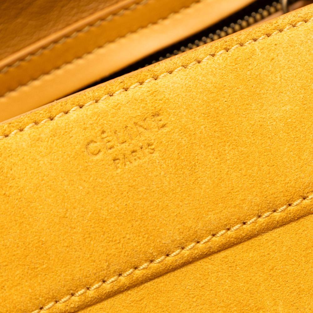 Celine B Celine Yellow Mustard Suede Leather Medium Phantom Luggage Tote Italy