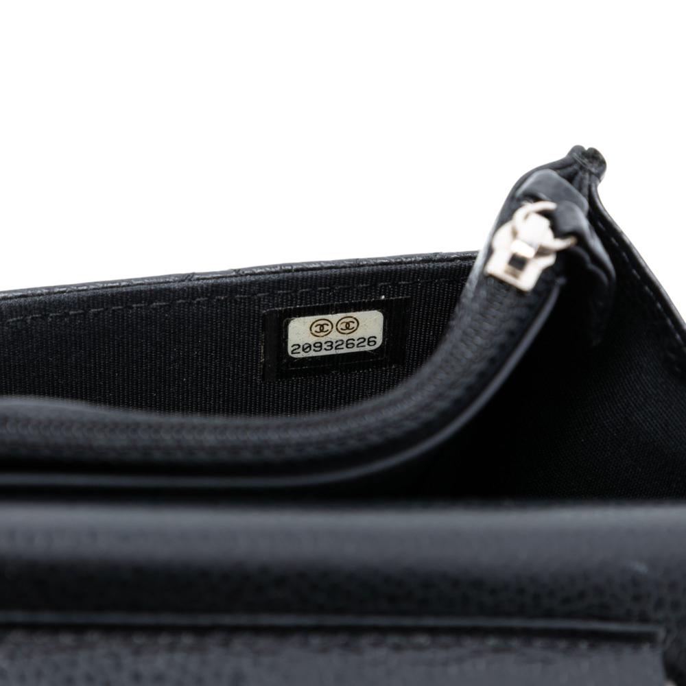 Chanel B Chanel Black Caviar Leather Leather CC Quilted Caviar Wallet on Chain Italy