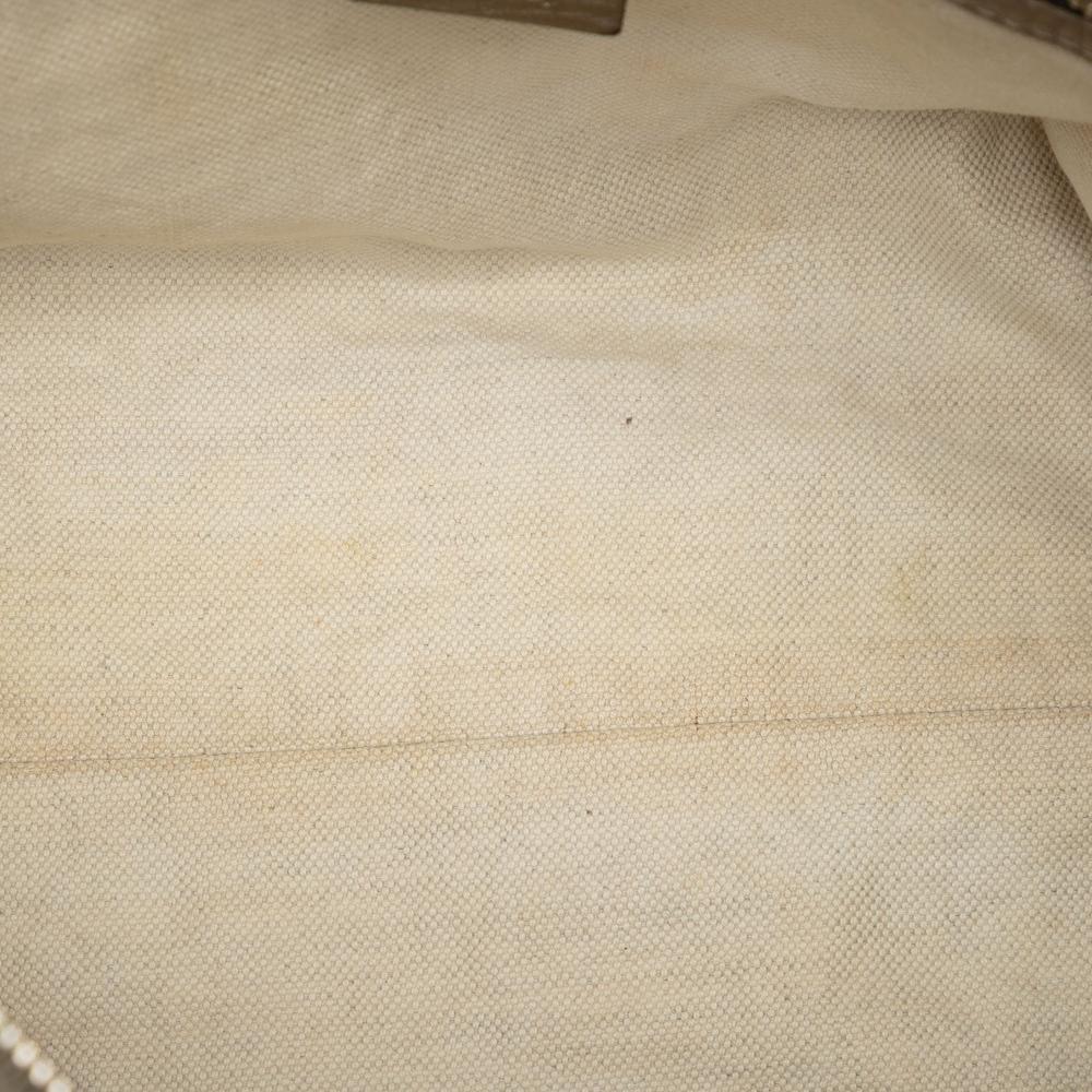 Gucci B Gucci Brown Beige Canvas Fabric GG Bella Satchel Italy