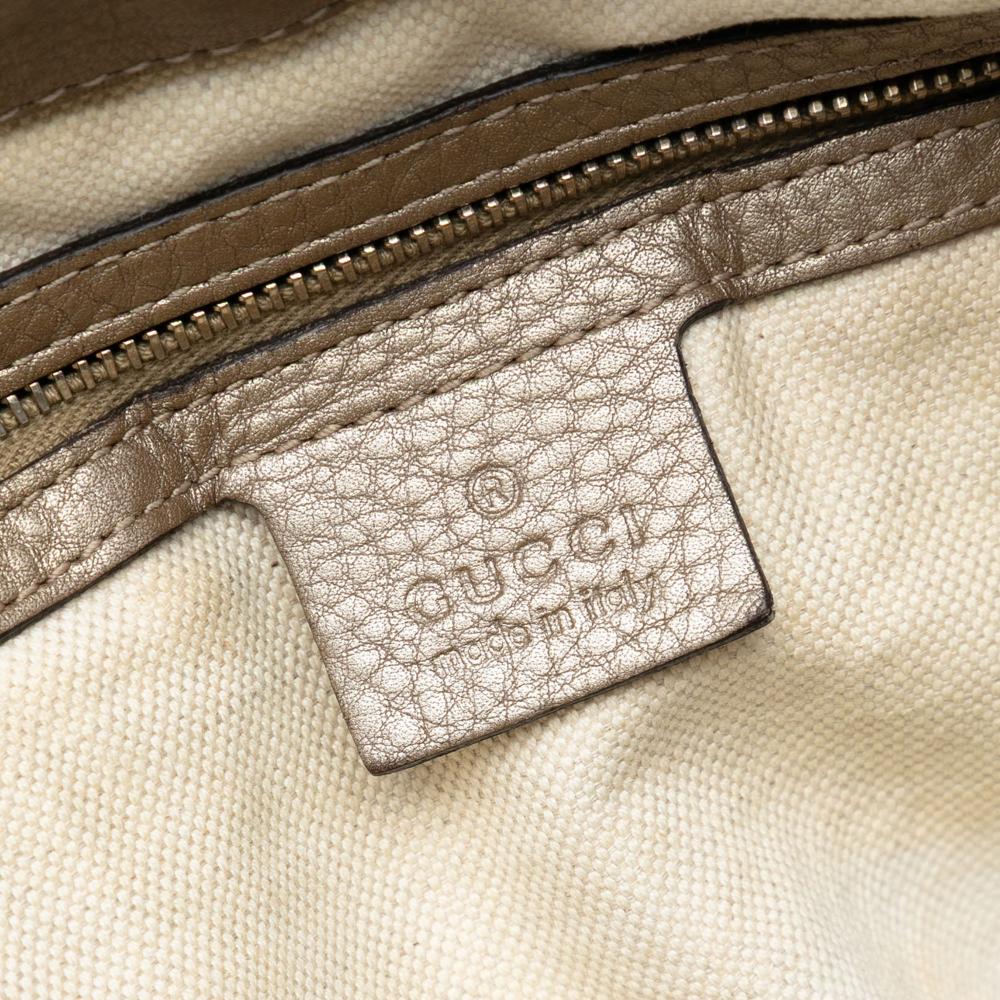 Gucci B Gucci Brown Beige Canvas Fabric GG Bella Satchel Italy