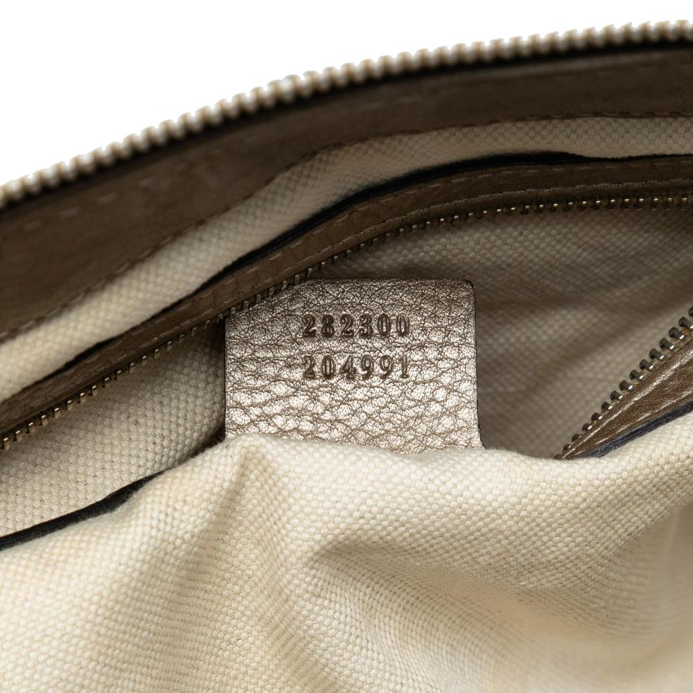 Gucci B Gucci Brown Beige Canvas Fabric GG Bella Satchel Italy