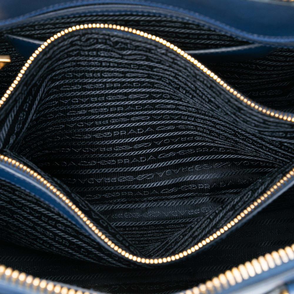 Prada B Prada Blue Saffiano Leather Extra Large Lux Promenade Satchel Italy