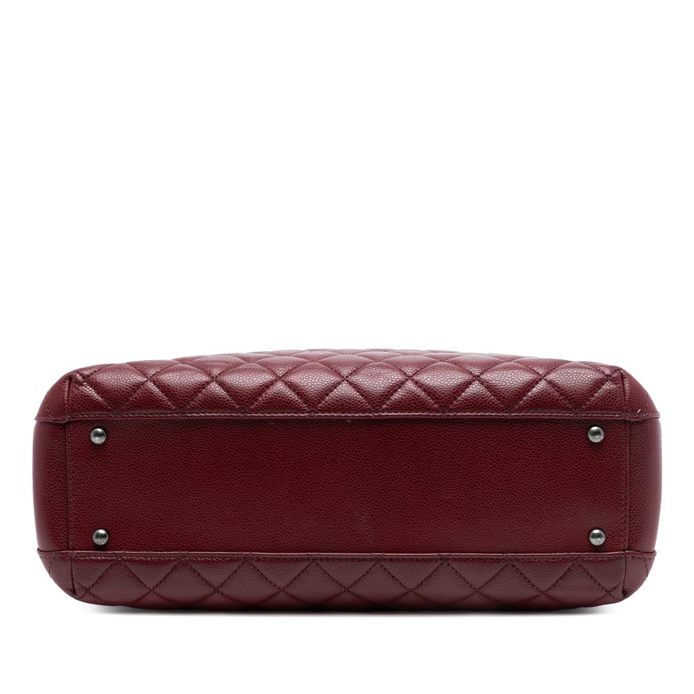 Chanel B Chanel Red Dark Red Caviar Leather Leather Large CC Quilted Caviar City Shopping Tote Italy