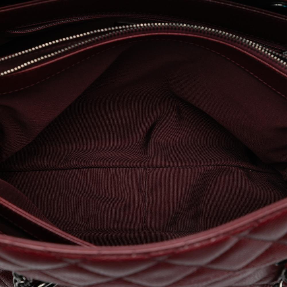 Chanel B Chanel Red Dark Red Caviar Leather Leather Large CC Quilted Caviar City Shopping Tote Italy