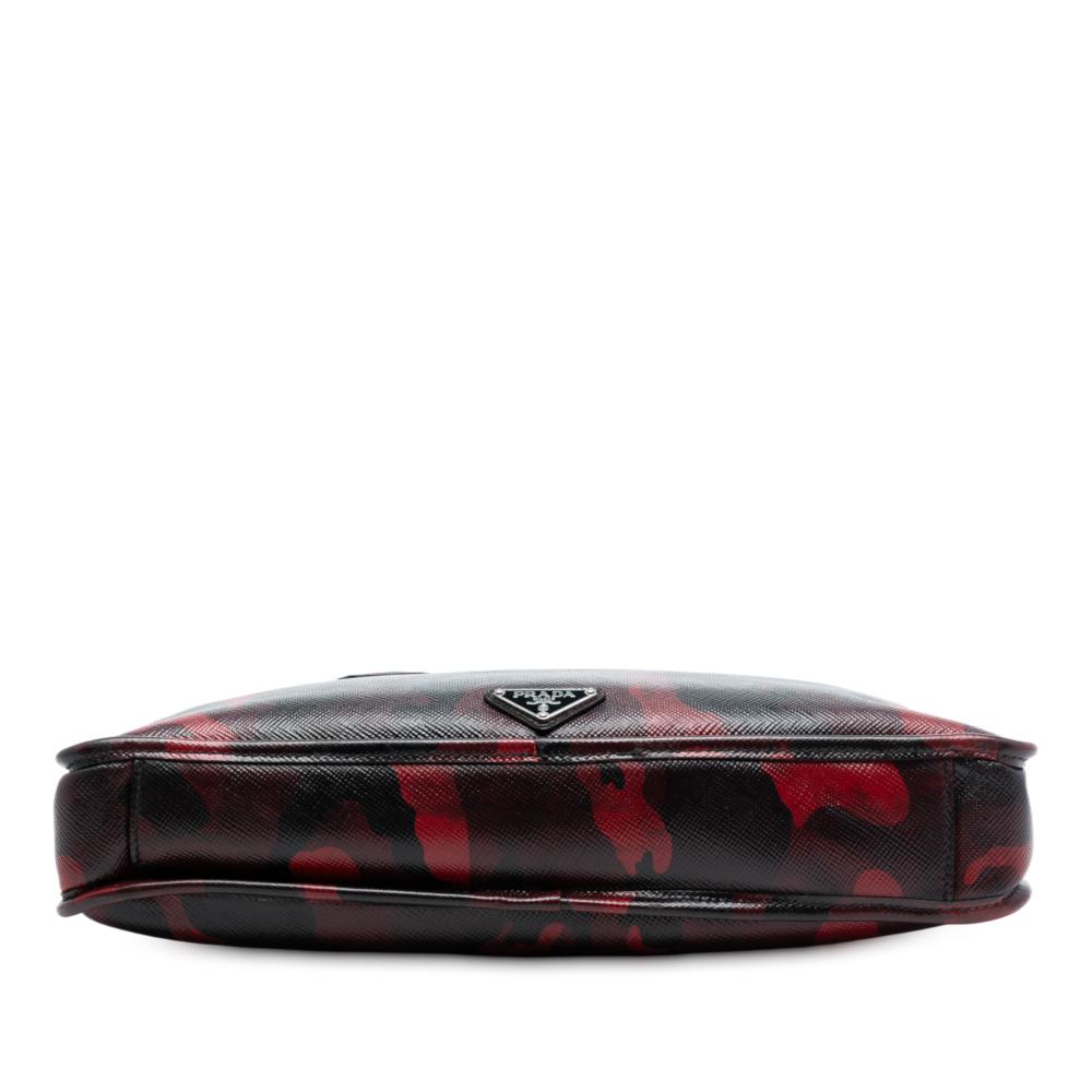 Prada B Prada Red Saffiano Leather Camouflage Print Briefcase Italy