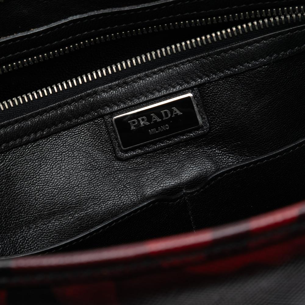 Prada B Prada Red Saffiano Leather Camouflage Print Briefcase Italy