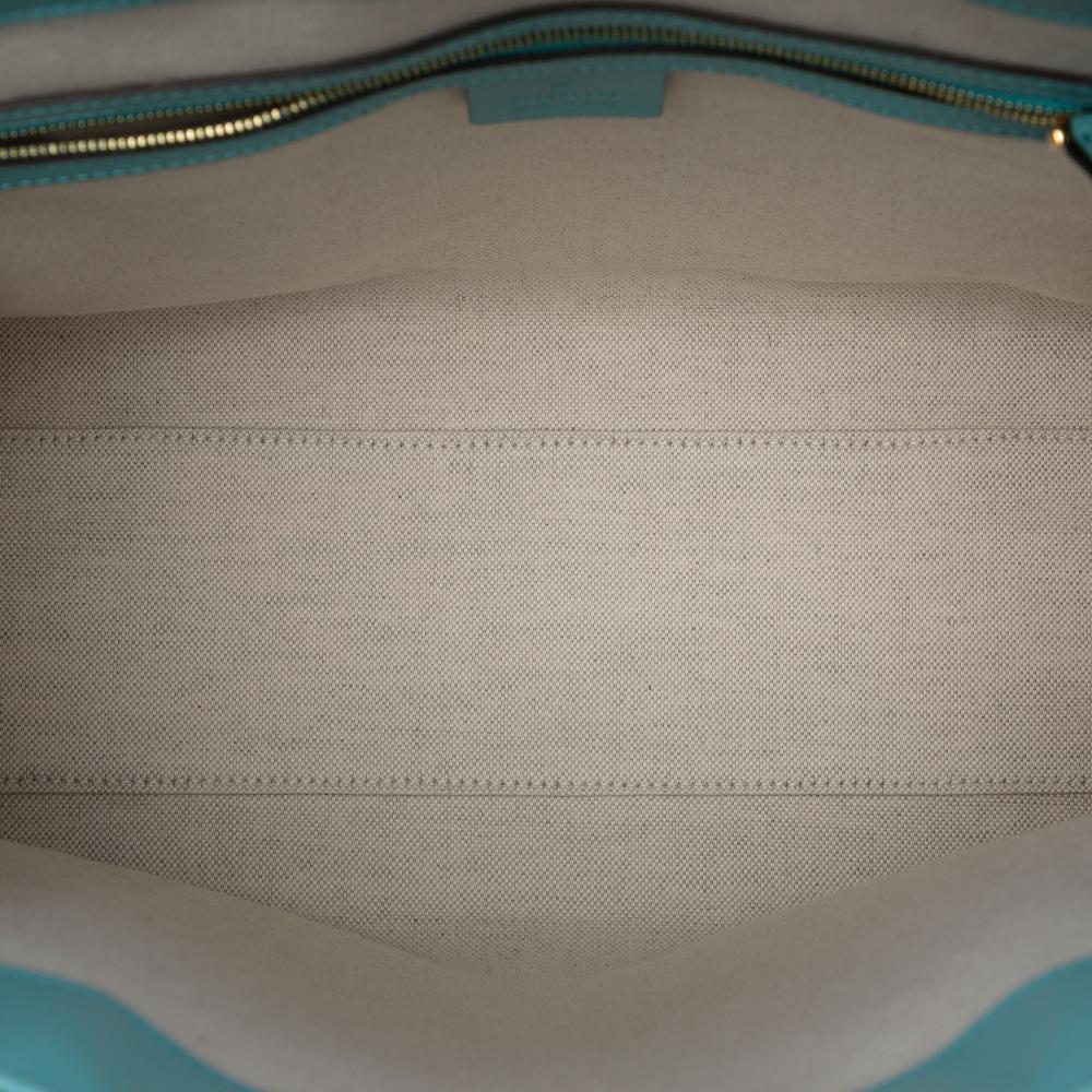 Gucci AB Gucci Blue Turquoise Calf Leather GG Star Embossed Tote Italy