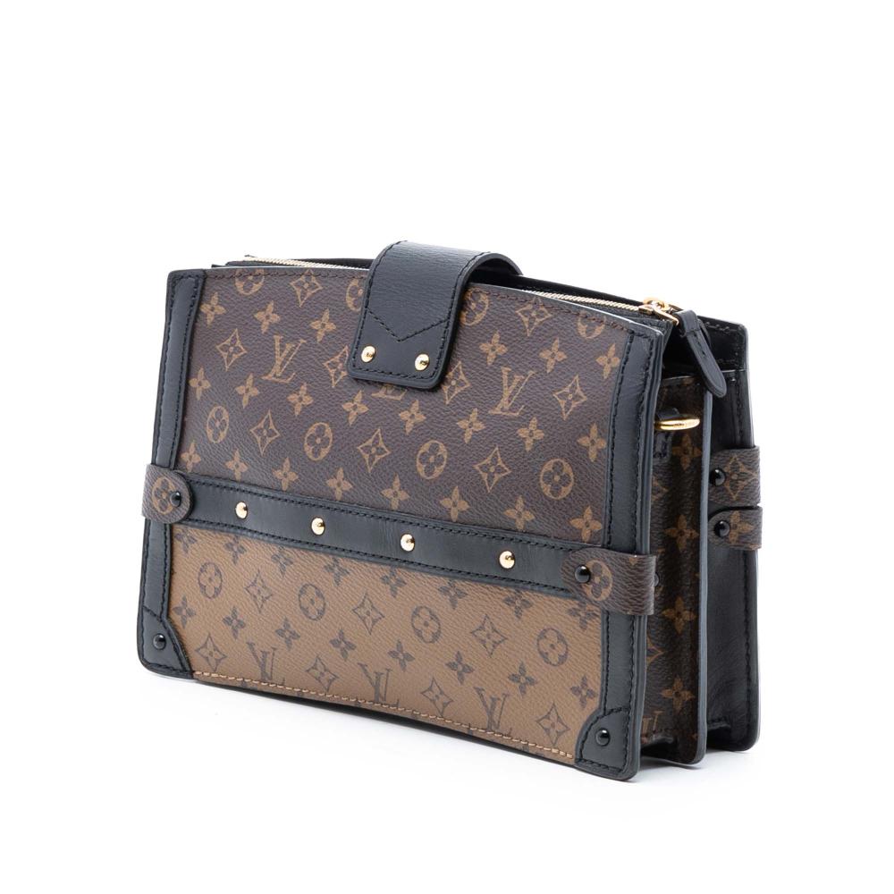 Louis Vuitton B Louis Vuitton Brown Monogram Canvas Fabric Monogram Reverse Trunk Clutch France