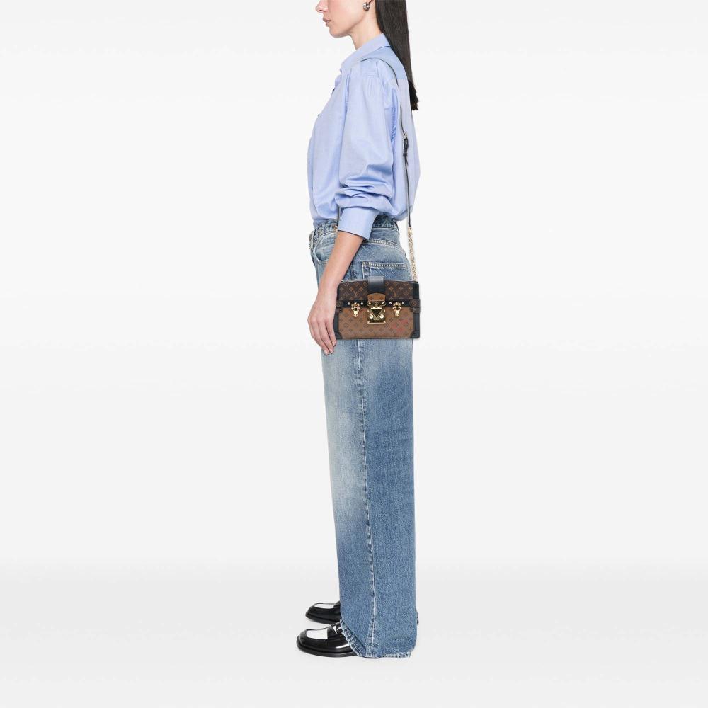 Louis Vuitton B Louis Vuitton Brown Monogram Canvas Fabric Monogram Reverse Trunk Clutch France