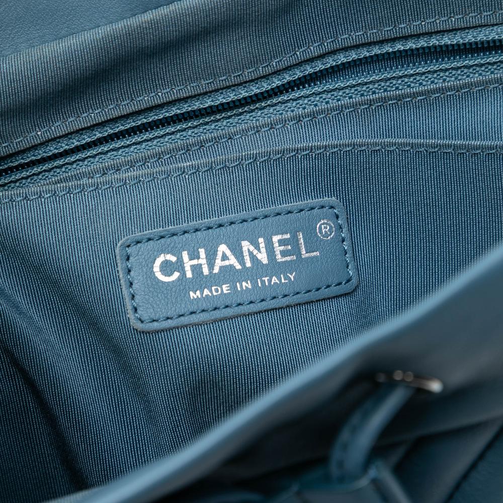 Chanel AB Chanel Blue Lambskin Leather Leather Chevron Lambskin Urban Spirit Backpack Italy