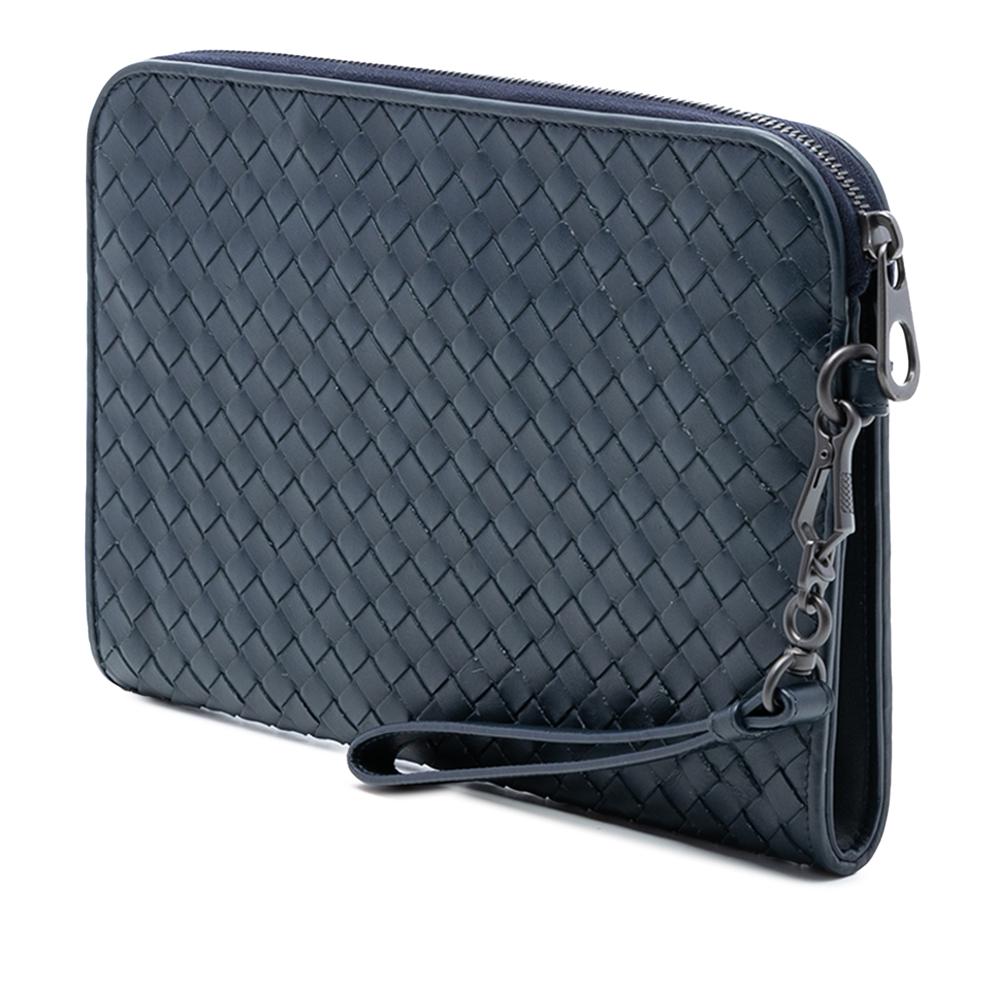 Bottega Veneta B Bottega Veneta Blue Navy Nappa Leather Leather Nappa Intrecciato Clutch Italy