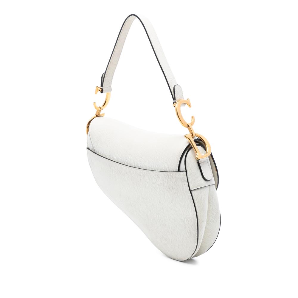 Christian Dior B Dior White Calf Leather Grained skin Saddle Bag Italy