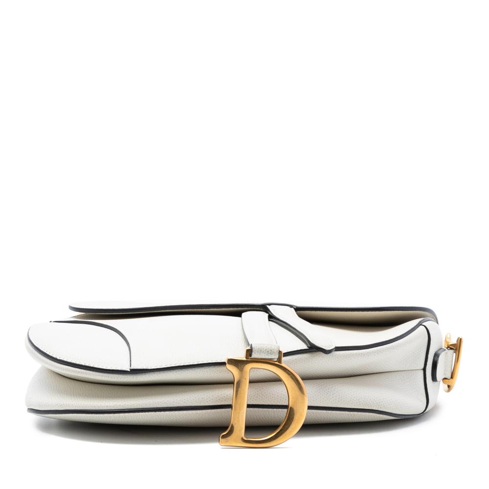 Christian Dior B Dior White Calf Leather Grained skin Saddle Bag Italy