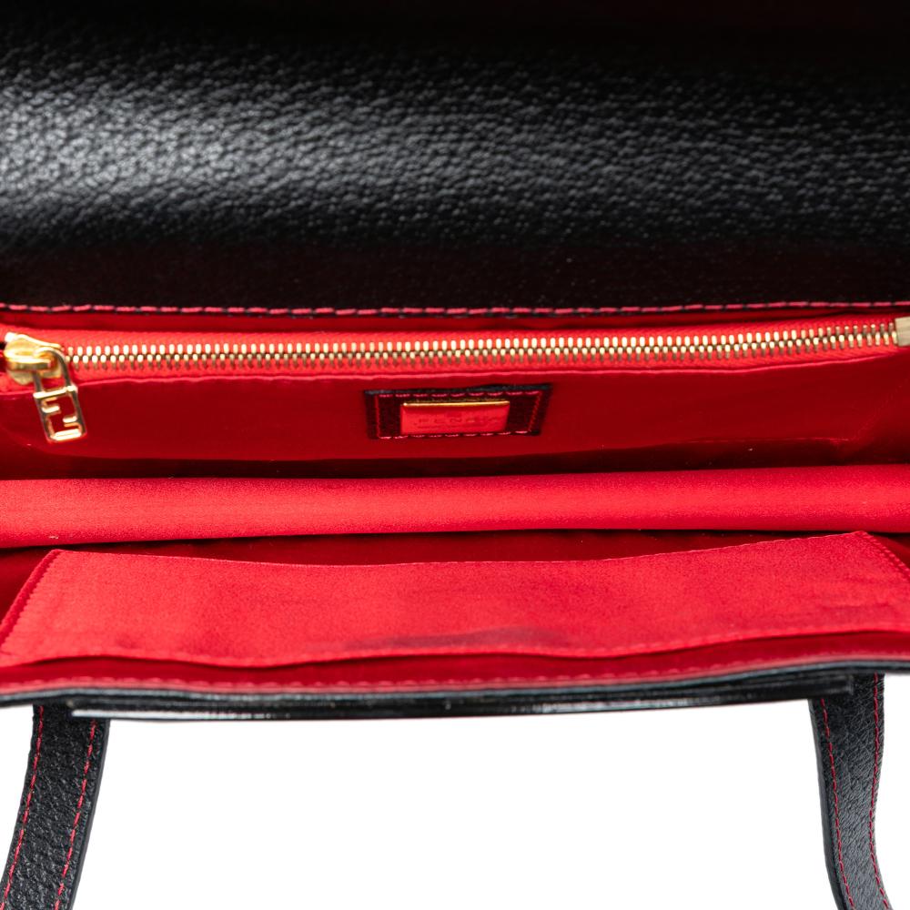 Fendi B Fendi Black Pigskin Leather Plexiglass Geometric Shoulder Bag Italy