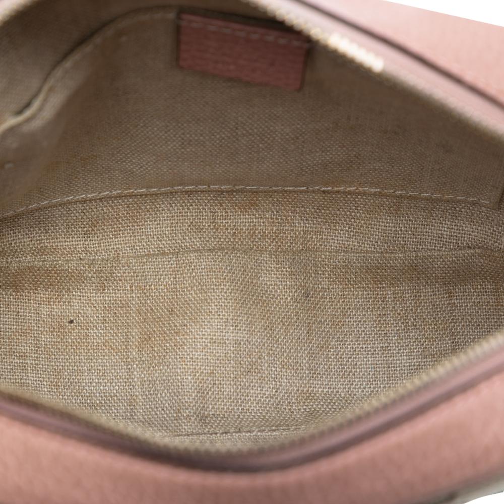 Gucci B Gucci Brown Beige with Pink Canvas Fabric GG Bree Crossbody Italy