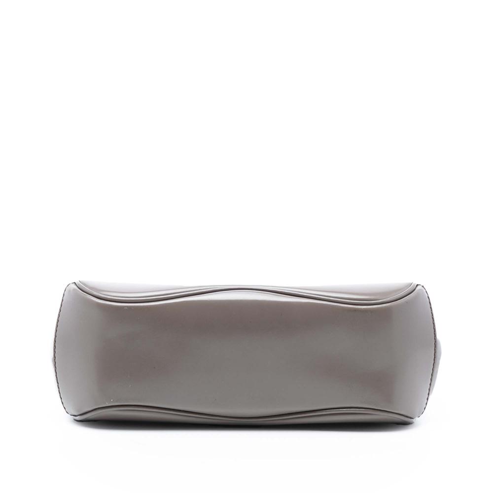 Gucci AB Gucci Gray Calf Leather Mini Polished Bamboo Lady Lock Top Handle Bag Italy