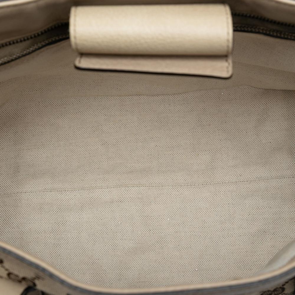 Gucci B Gucci Brown Beige Canvas Fabric GG Miss GG Tote Italy