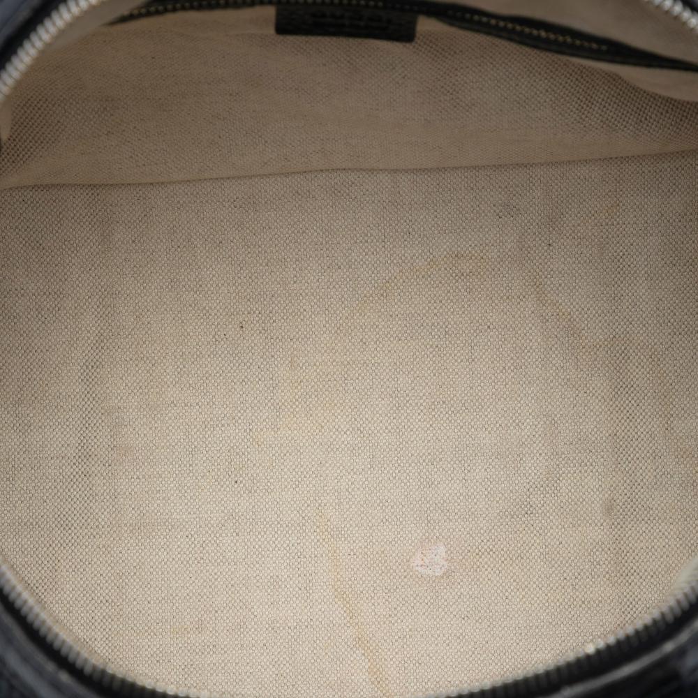 Gucci B Gucci Black Calf Leather skin Web Joy Boston Bag Italy