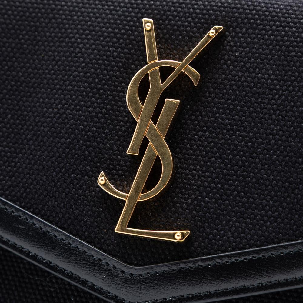 Saint Laurent AB Saint Laurent Black Canvas Fabric Monogram Uptown Pouch Italy