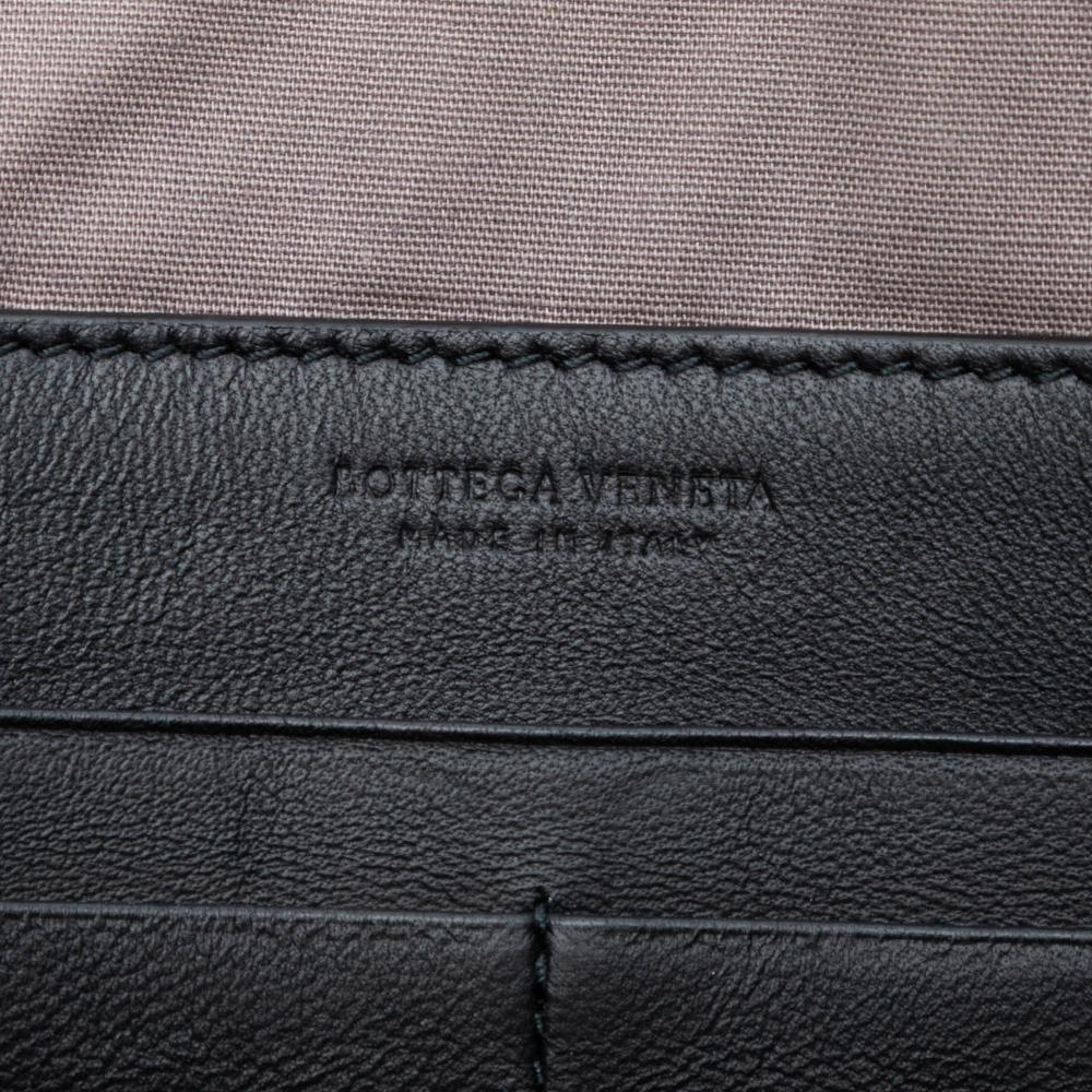 Bottega Veneta AB Bottega Veneta Black Nappa Leather Leather Nappa Intrecciato Clutch Italy