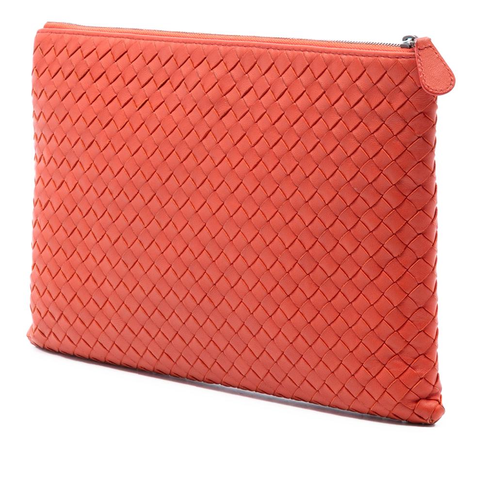 Bottega Veneta B Bottega Veneta Orange Red Orange Nappa Leather Leather Nappa Intrecciato Clutch Italy