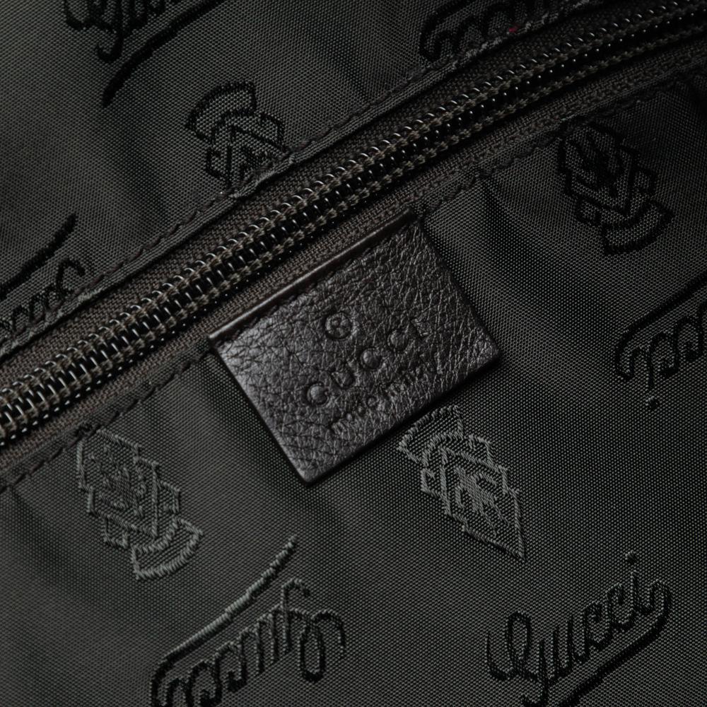 Gucci B Gucci Brown Dark Brown Calf Leather Guccissima Weekender Italy