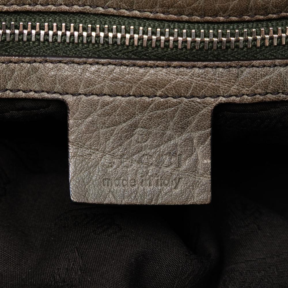 Gucci B Gucci Brown Beige Canvas Fabric Large GG Bamboo Libeccio Tote Italy