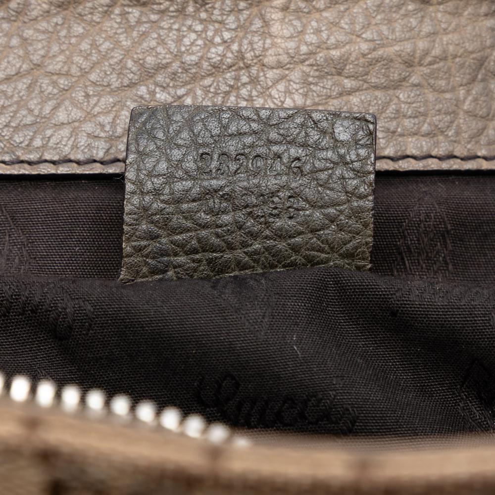 Gucci B Gucci Brown Beige Canvas Fabric Large GG Bamboo Libeccio Tote Italy