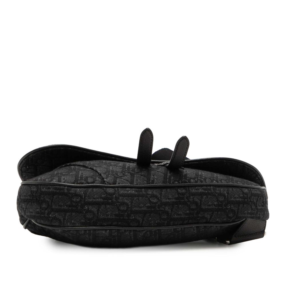 Christian Dior AB Dior Black Canvas Fabric Oblique Saddle Crossbody Italy