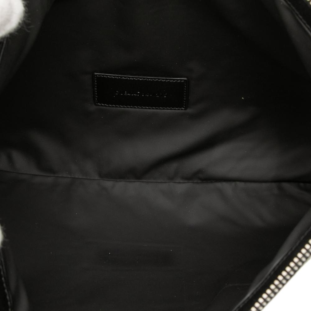 Saint Laurent AB Saint Laurent White Ivory with Green Mint Canvas Fabric Beach Zip Clutch Italy