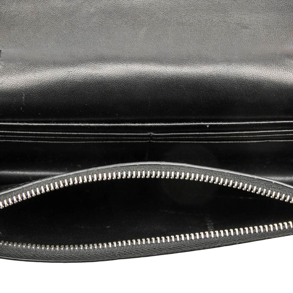 Saint Laurent B Saint Laurent Black Calf Leather Croc Embossed Monogram Kate Tassel Wallet on Chain Italy