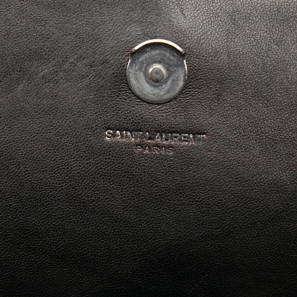 Saint Laurent B Saint Laurent Black Calf Leather Croc Embossed Monogram Kate Tassel Wallet on Chain Italy