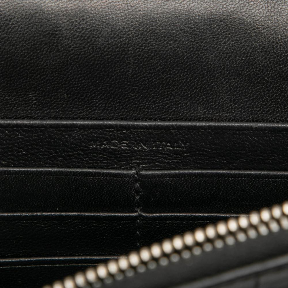 Saint Laurent B Saint Laurent Black Calf Leather Croc Embossed Monogram Kate Tassel Wallet on Chain Italy