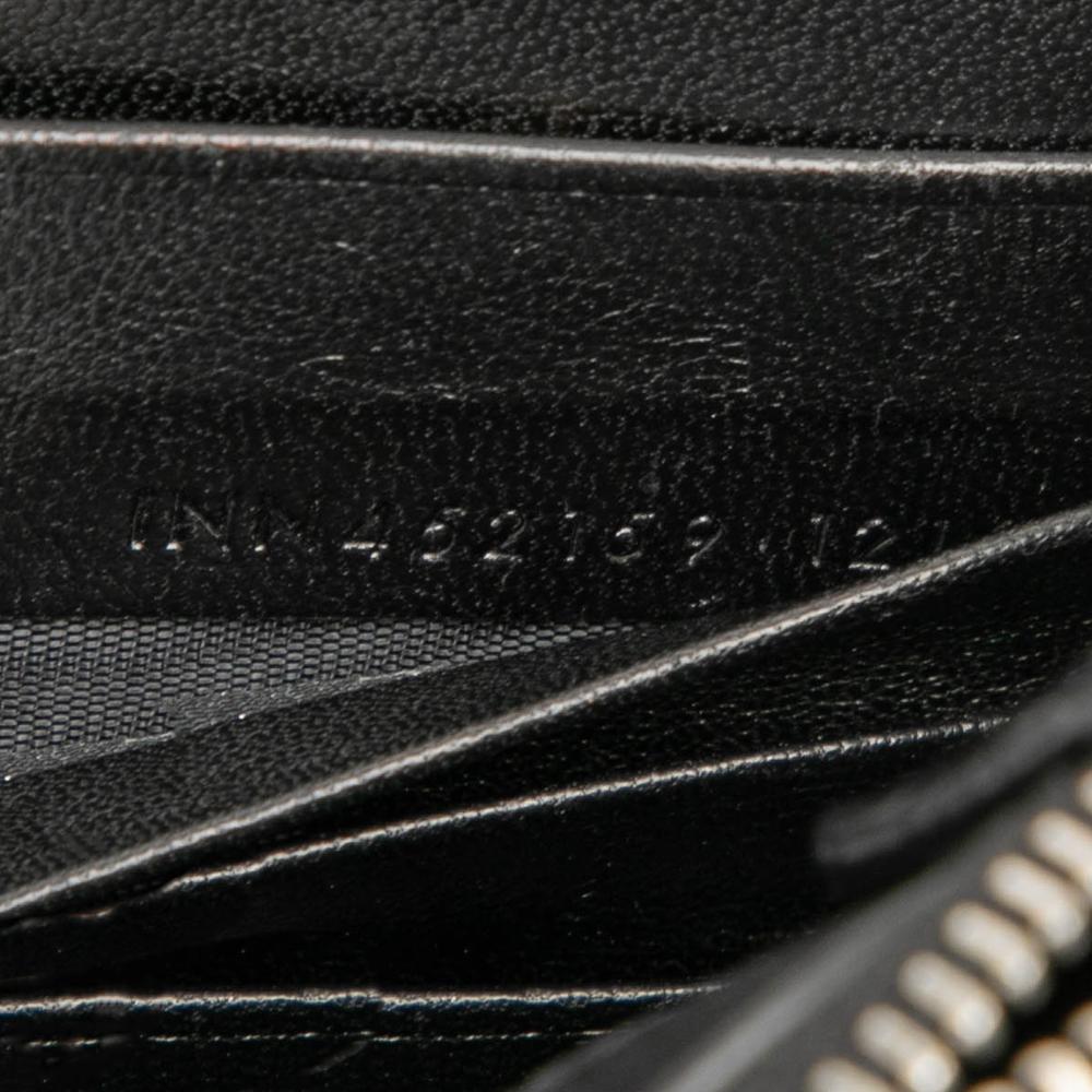Saint Laurent B Saint Laurent Black Calf Leather Croc Embossed Monogram Kate Tassel Wallet on Chain Italy