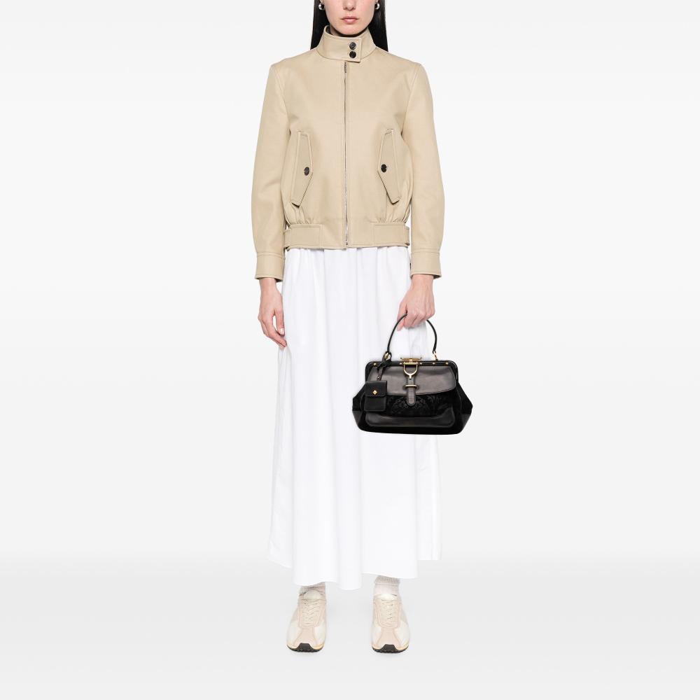 Gucci B Gucci Black Velvet Fabric Lady Stirrup Top Handle Bag Italy