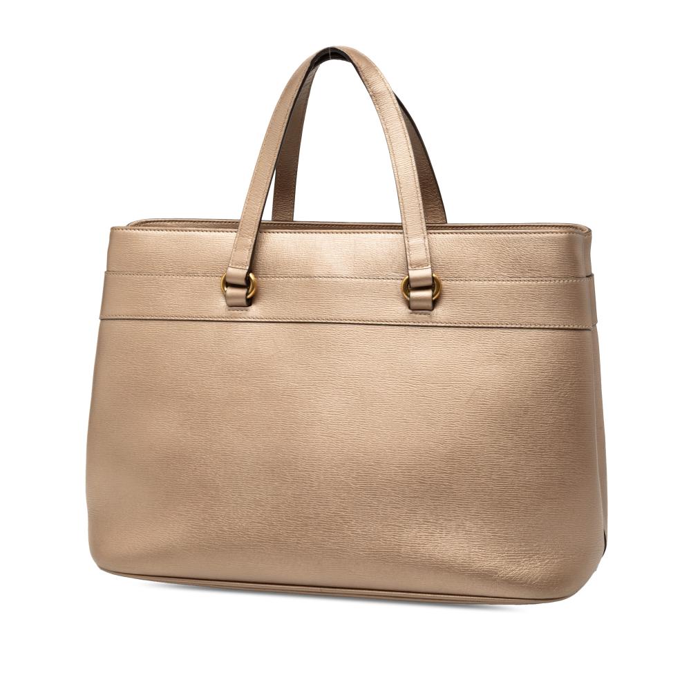 Gucci B Gucci Gold Calf Leather Bright Bit Satchel Italy